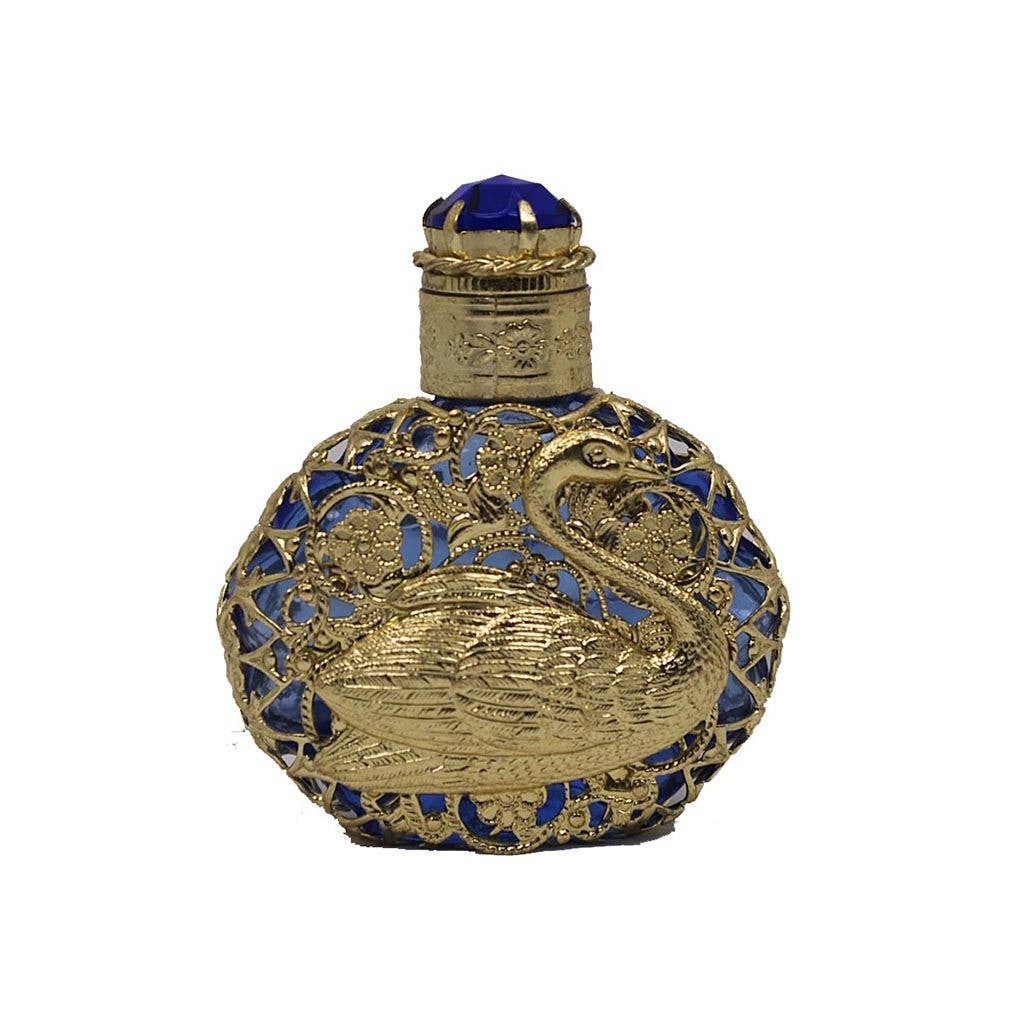 Perfume Oil Bottle - BLUE Czech SWAN
