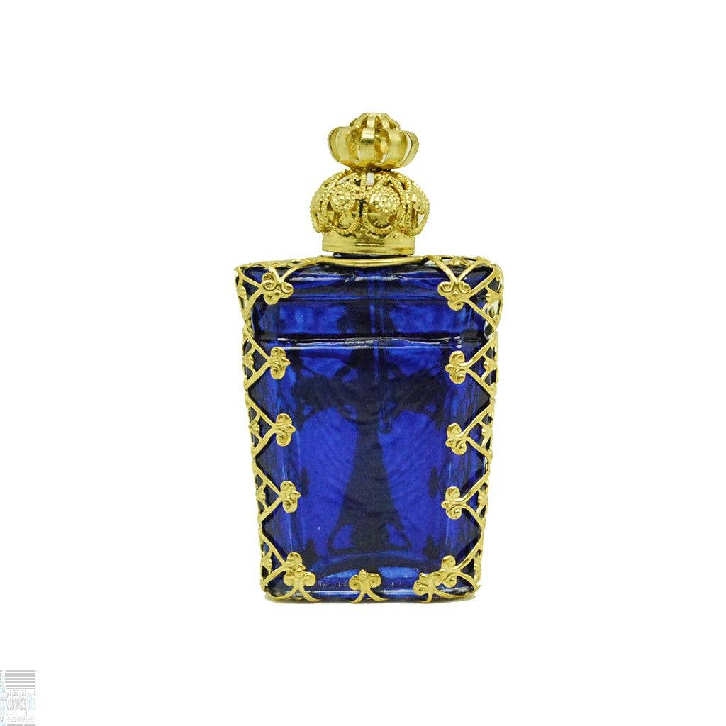 Czech Jeweled Decorative Christian Cross Perfume Oil Bottle