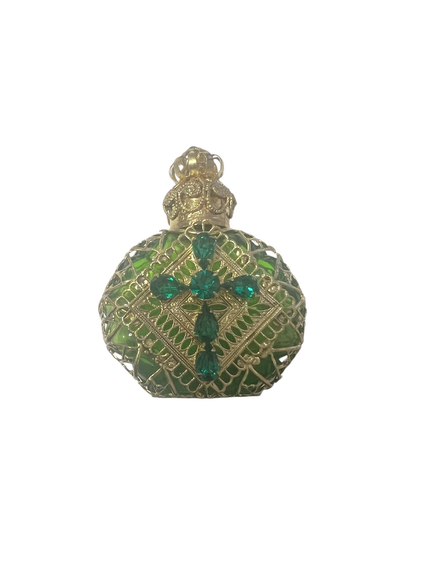 GREEN CROSS Victorian Style Glass Perfume Bottle