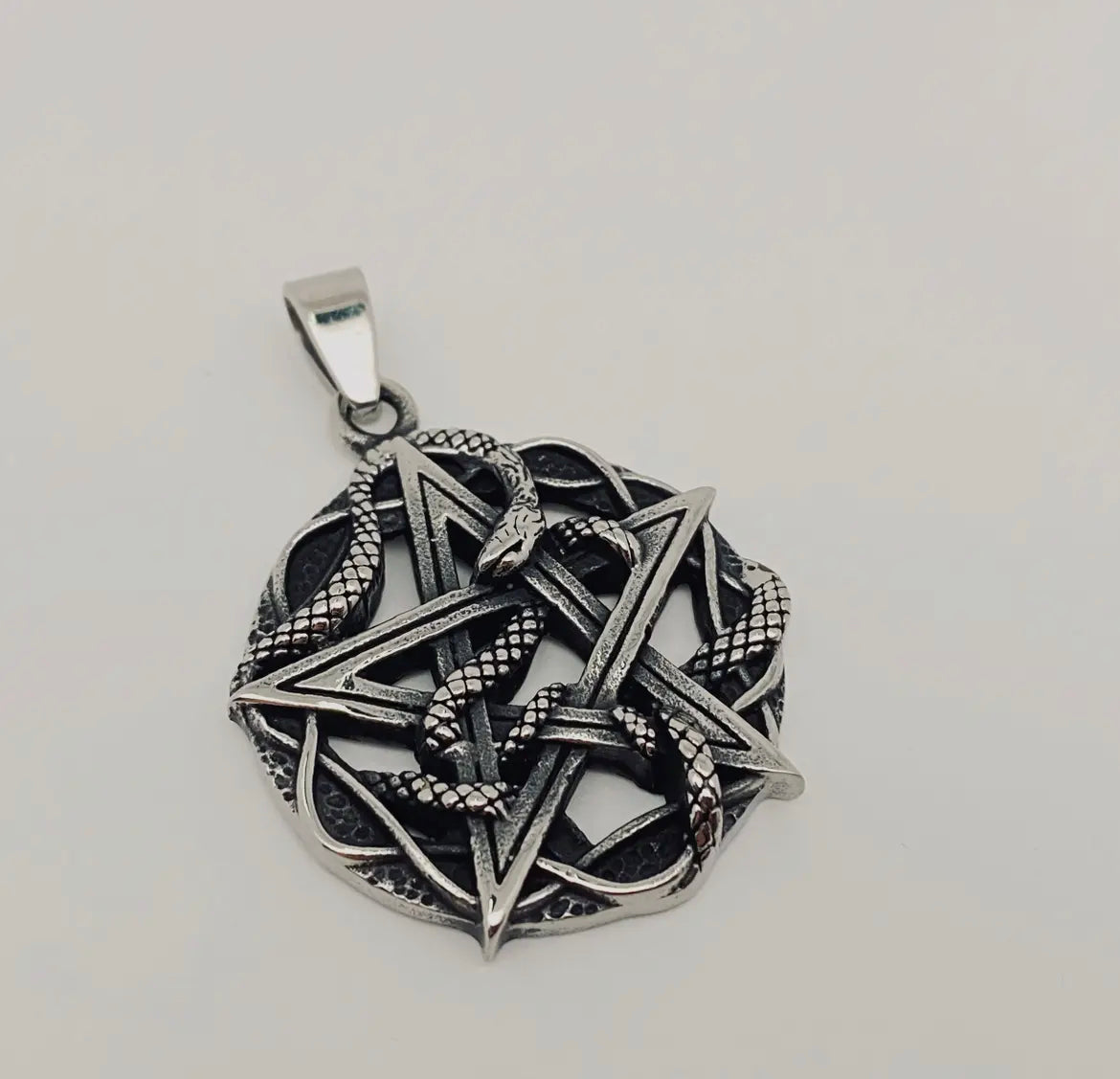 Pentacle with Snake Pendant
