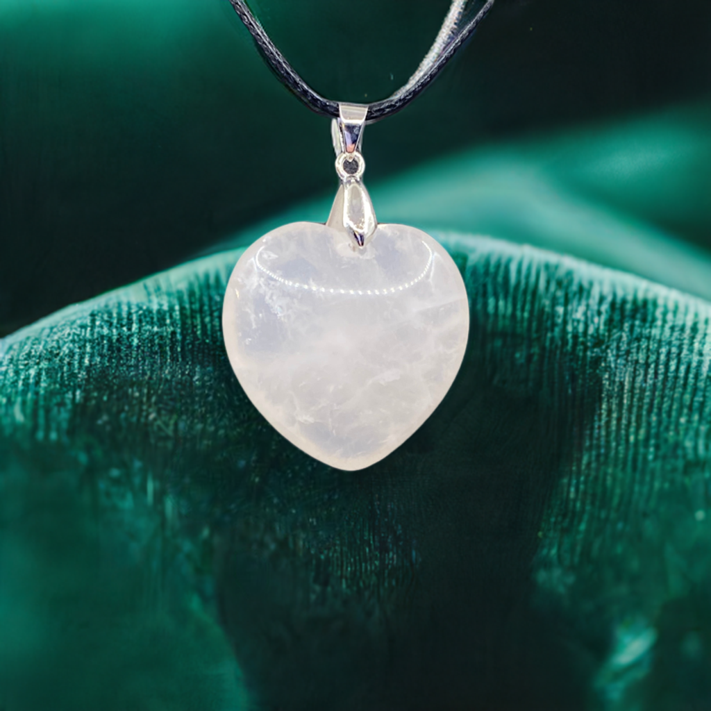 Rose Quartz Heart Pendant - Large