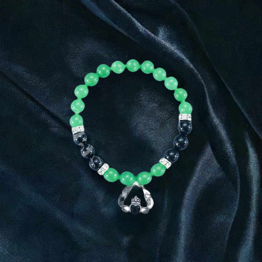 Claddagh Bracelet with Aventurine and Onyx