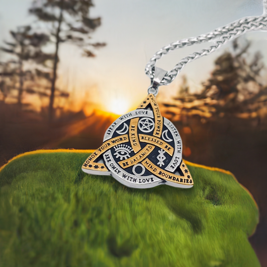 Triquetra Celtic Knot Star Moon Large Pendant Necklace
