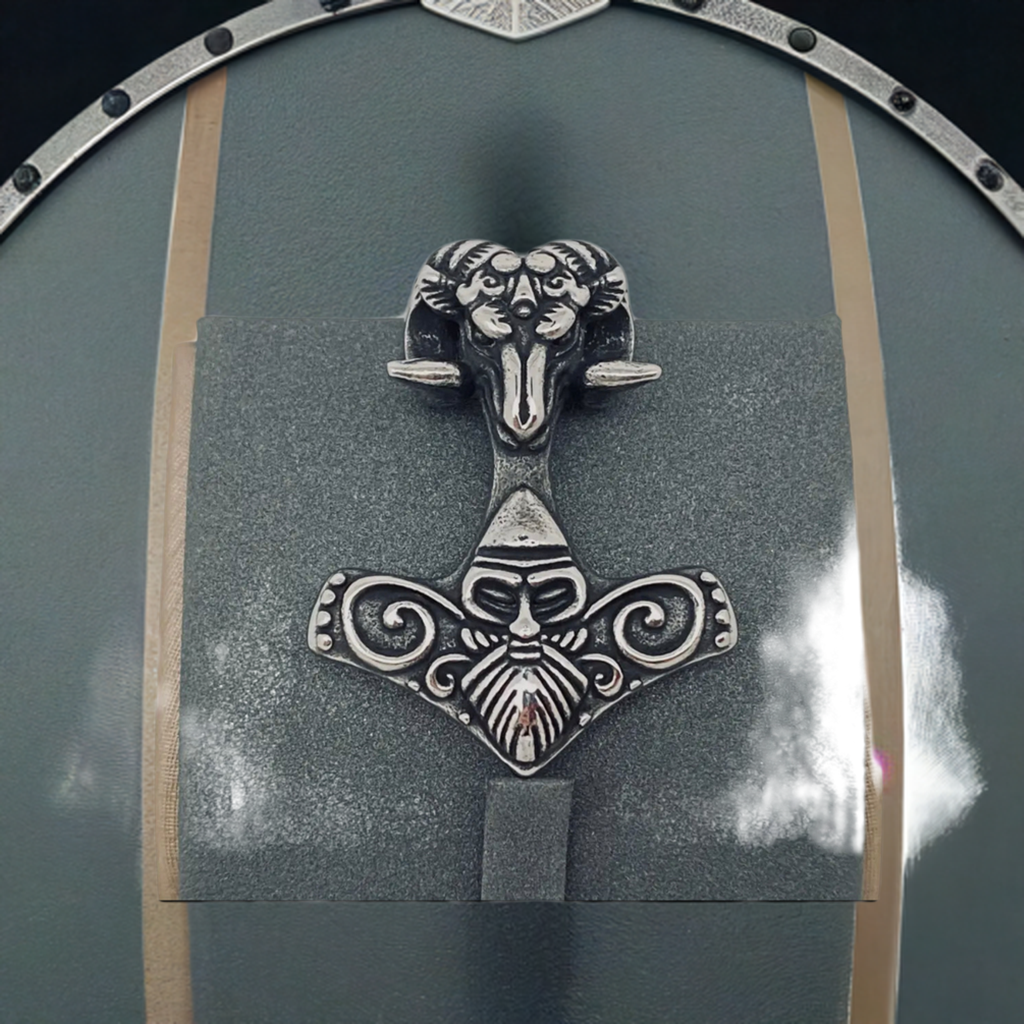 Thor's Hammer Ram's-Head Warrior Pendant