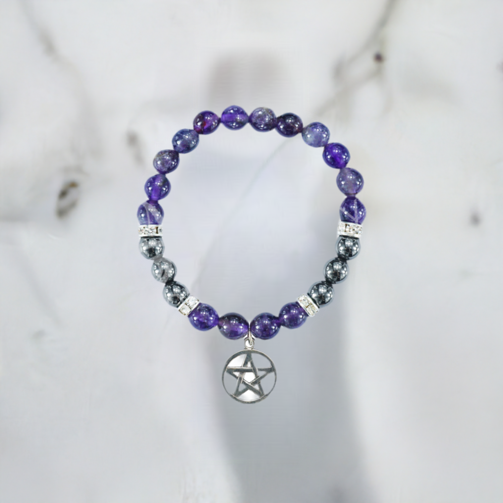 Pentacle Bracelet Amethyst and Hematite