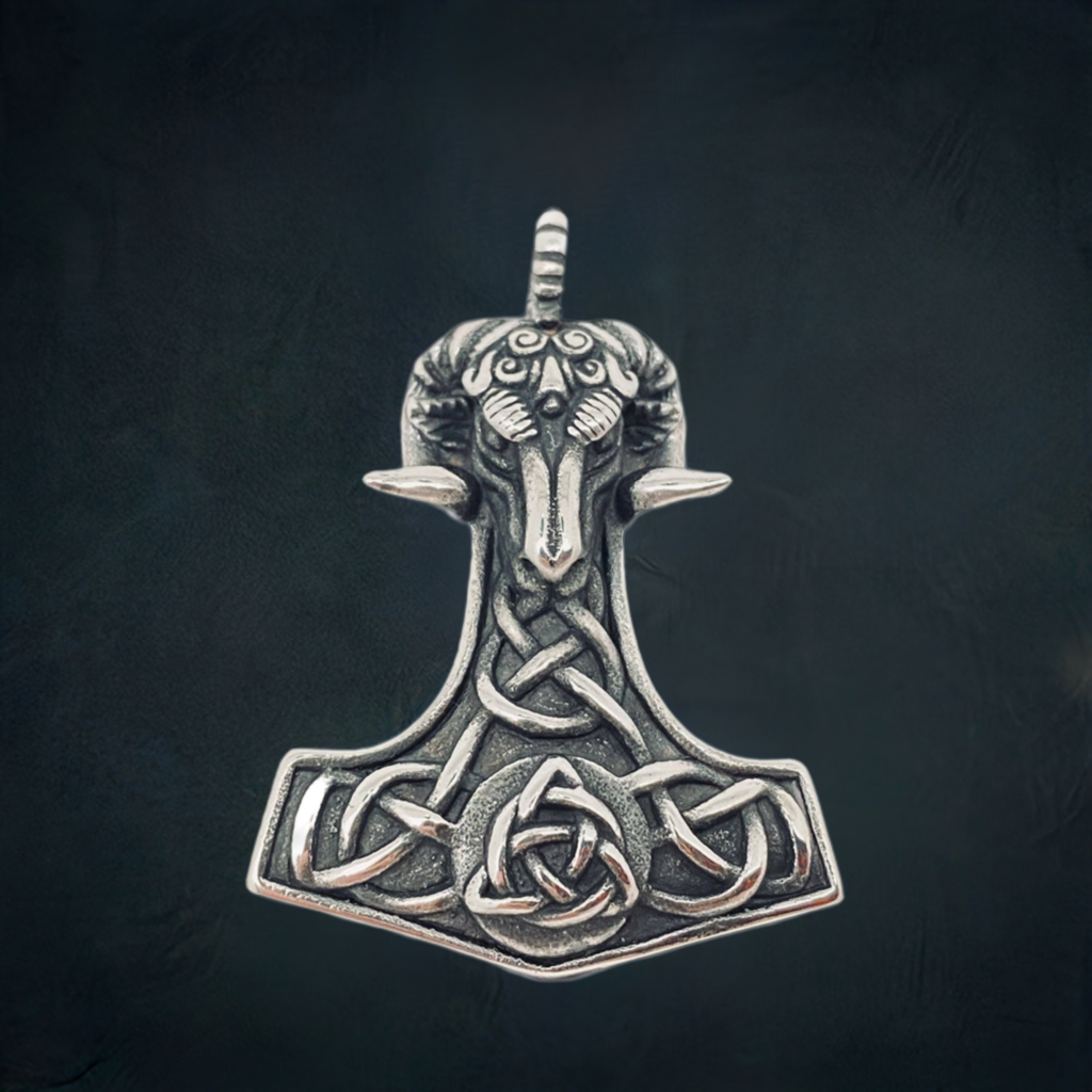 Thor's Hammer Ram's-Head Pendant