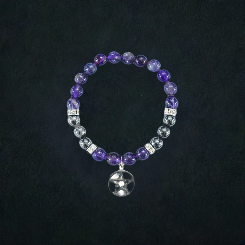 Pentacle Bracelet Amethyst and Hematite