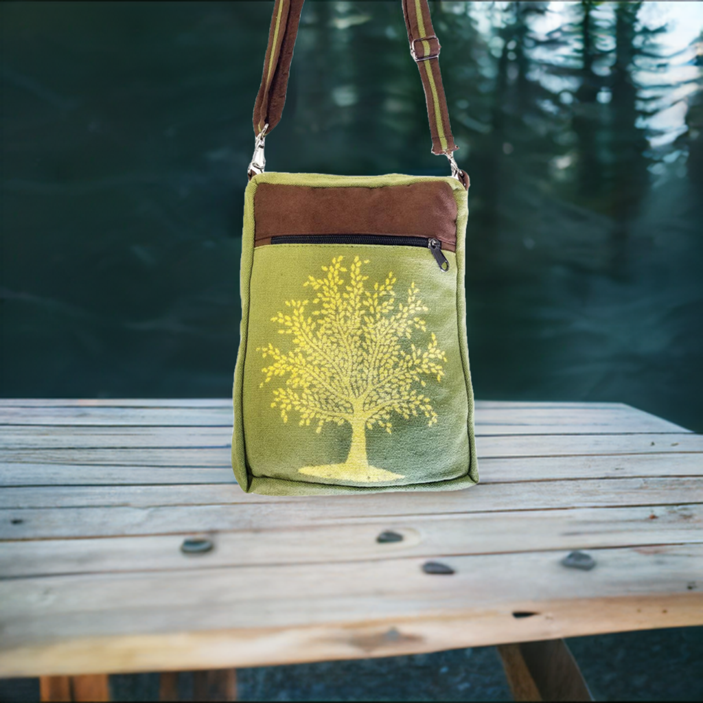 Tree of Life Messenger Bag - Green