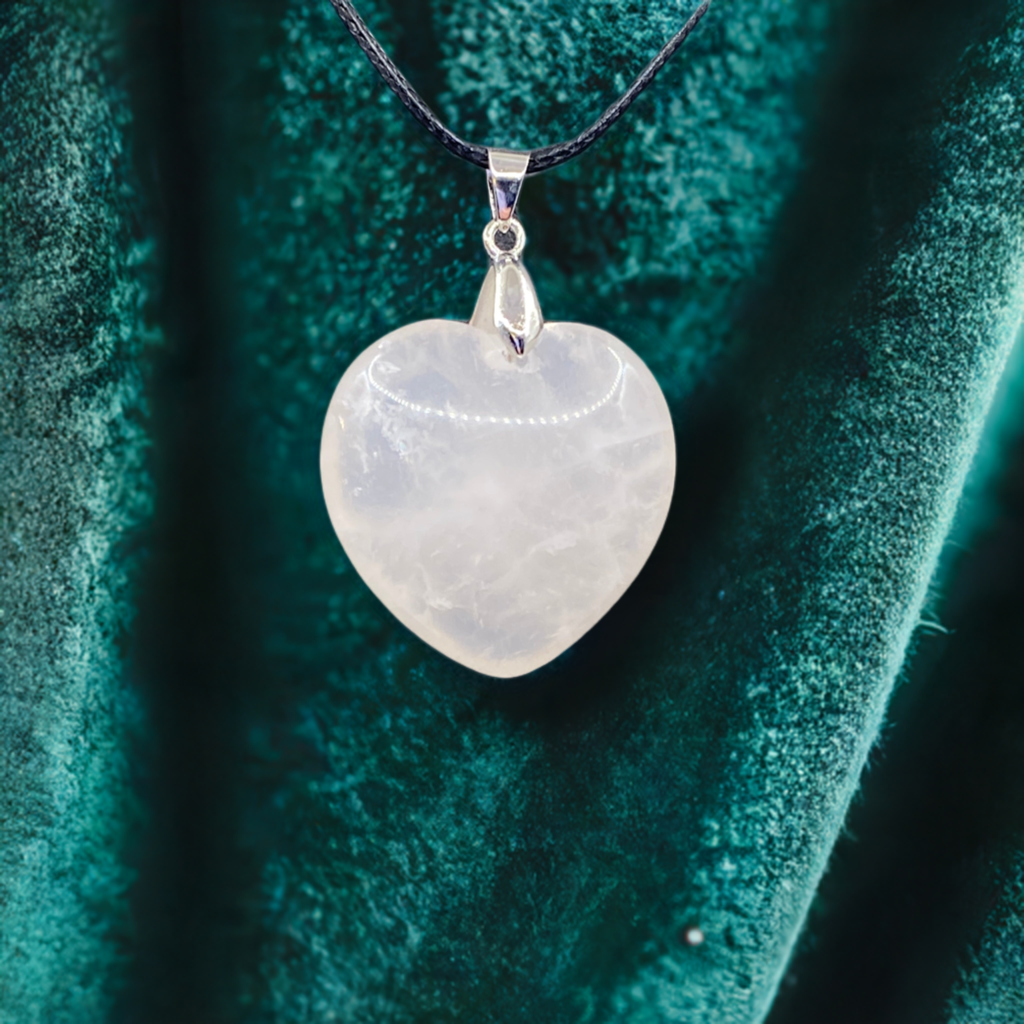 Rose Quartz Heart Pendant - Large
