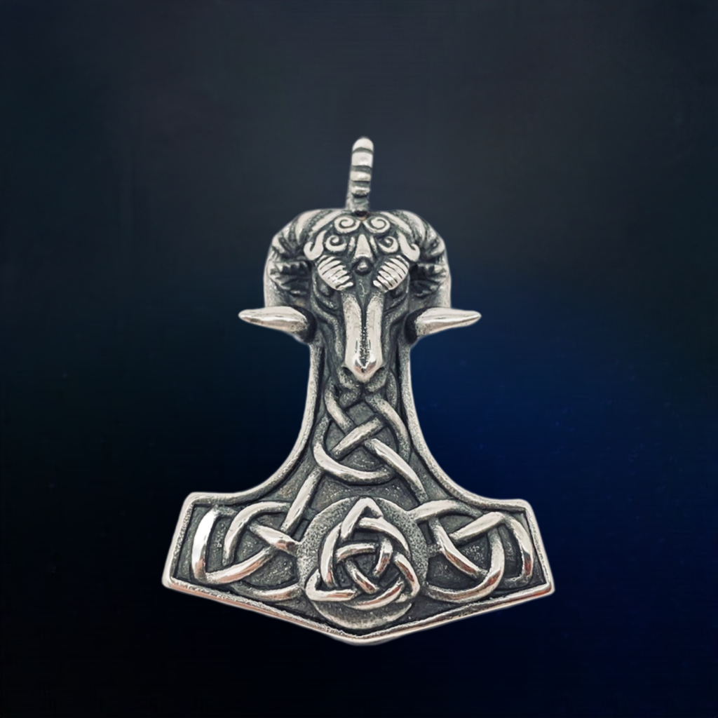 Thor's Hammer Ram's-Head Pendant