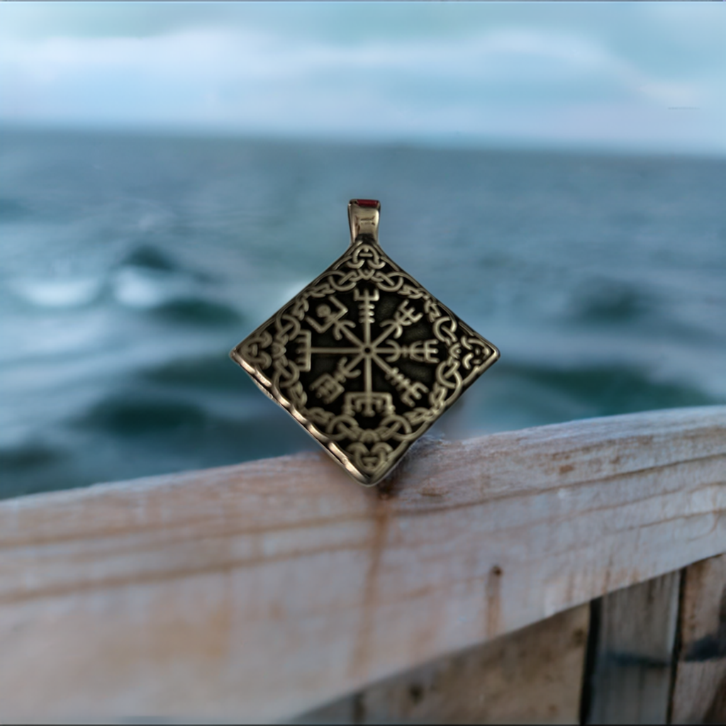 Viking Compass Rune Vegvisir Pendant - Square