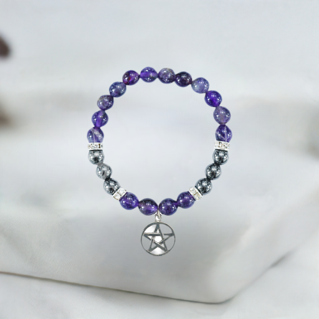 Pentacle Bracelet Amethyst and Hematite