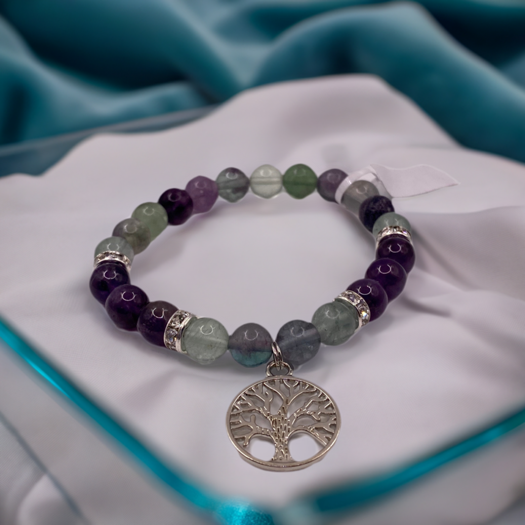 Celtic Tree of Life Bracelet with Amethyst and Fluorite