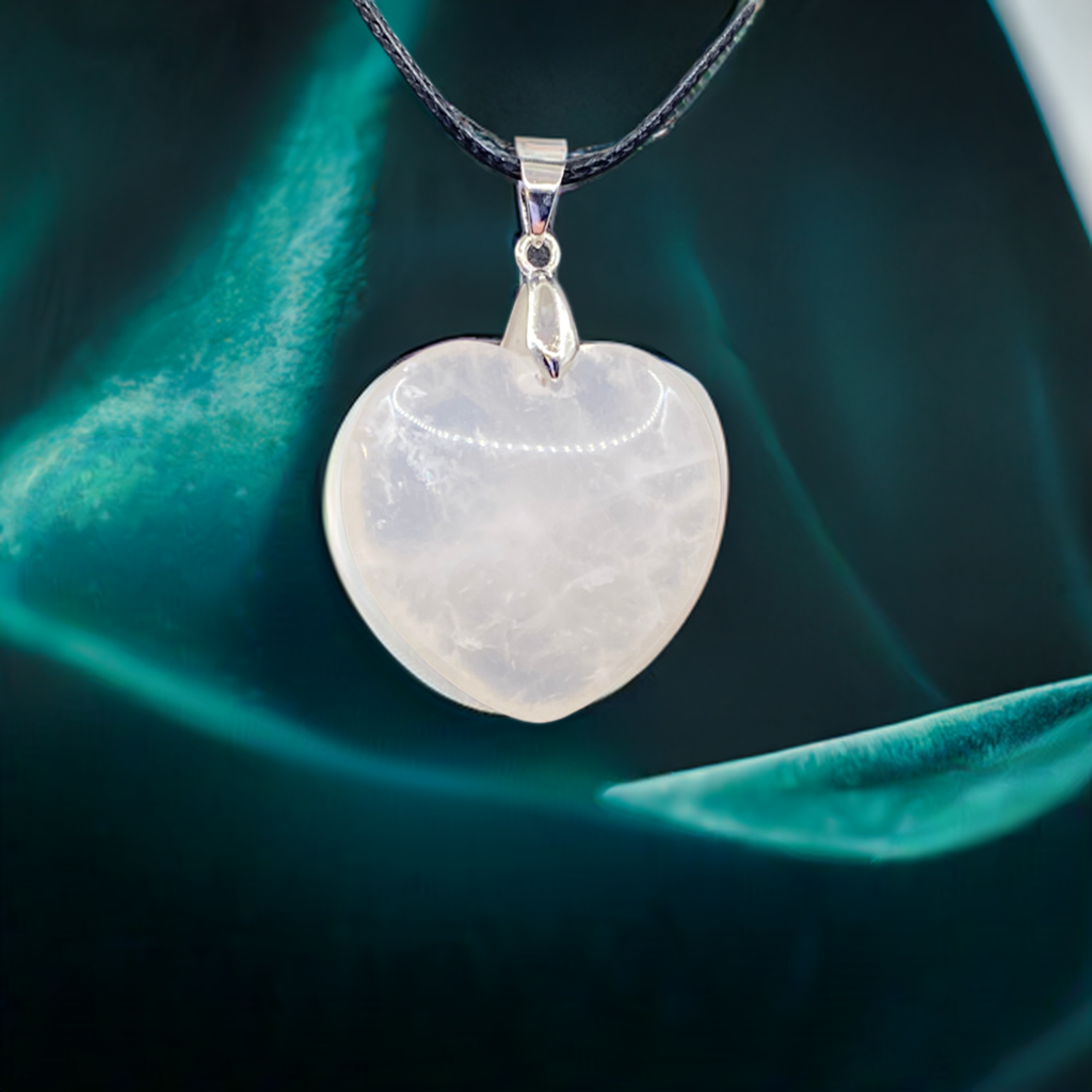 Rose Quartz Heart Pendant - Large