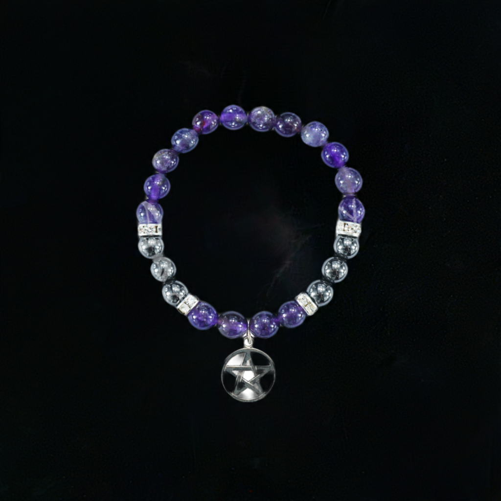Pentacle Bracelet Amethyst and Hematite