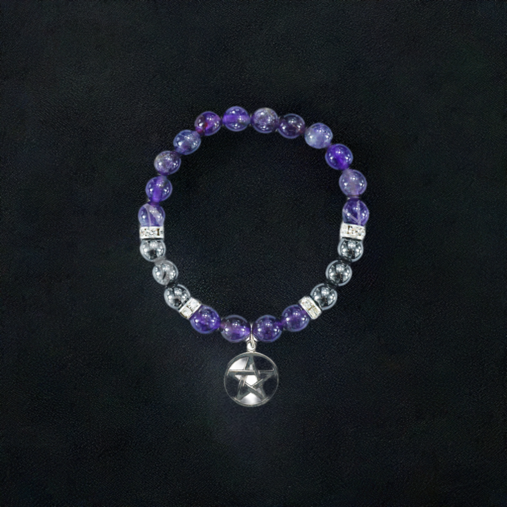 Pentacle Bracelet Amethyst and Hematite