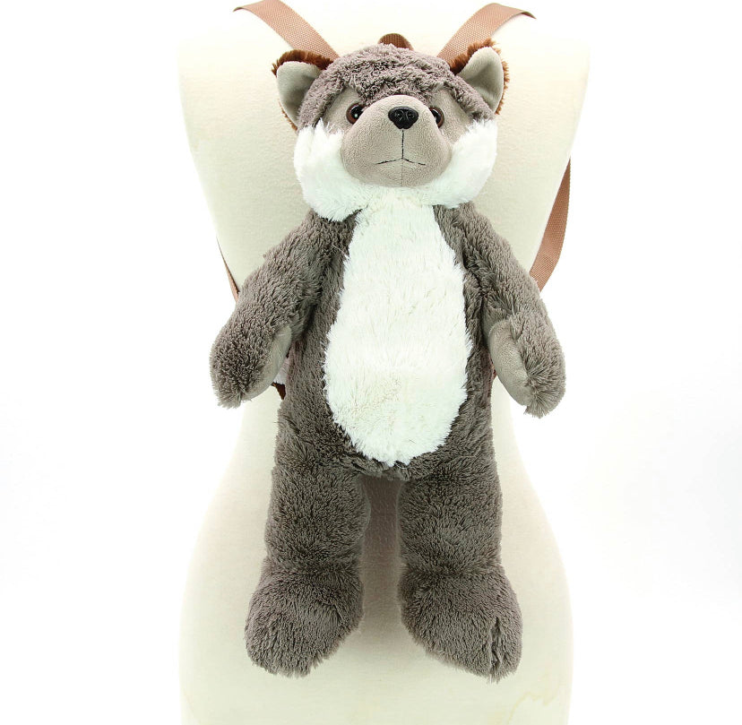 Grey Wolf Furry Backpack