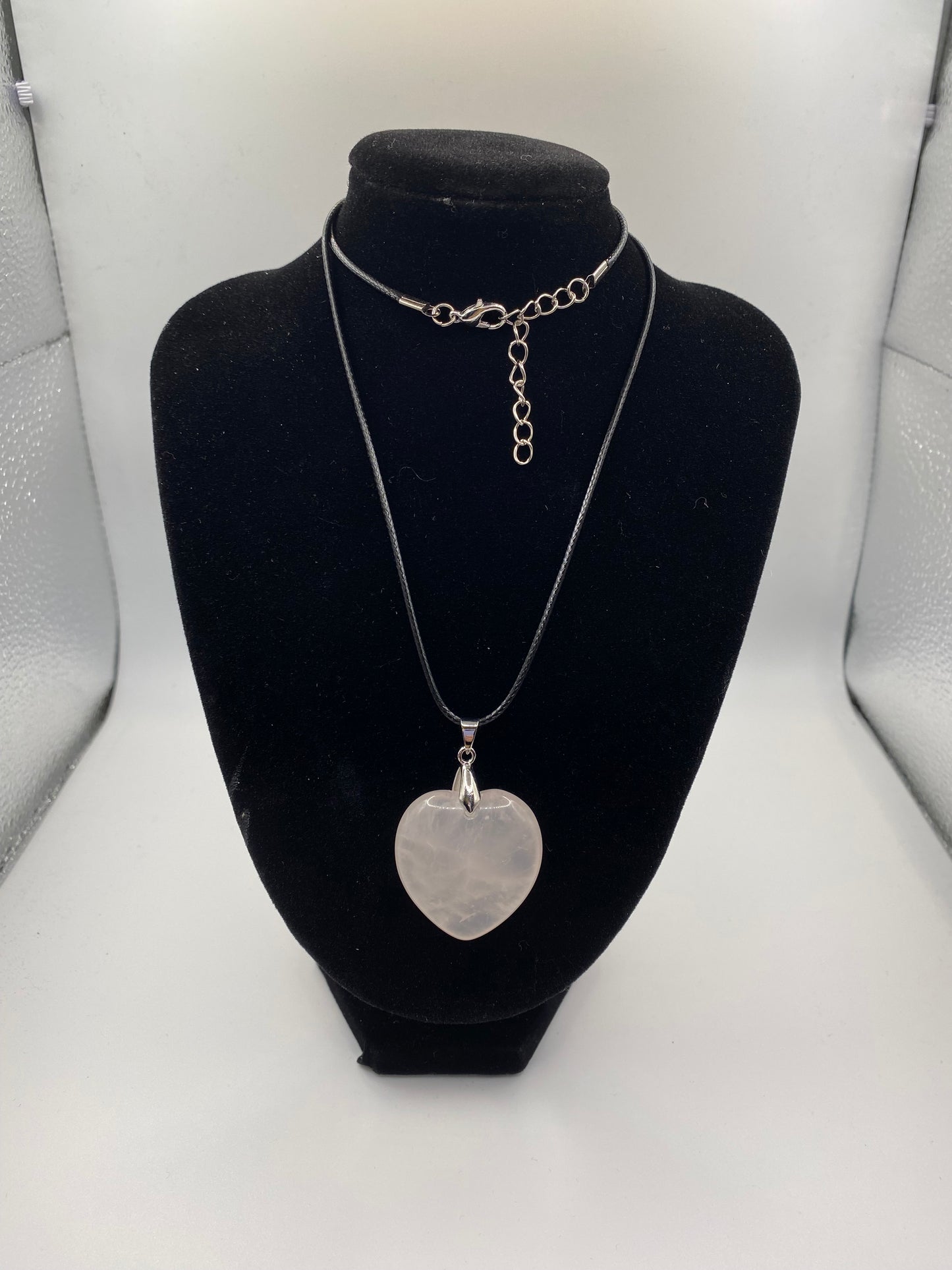 Rose Quartz Heart Pendant - Large