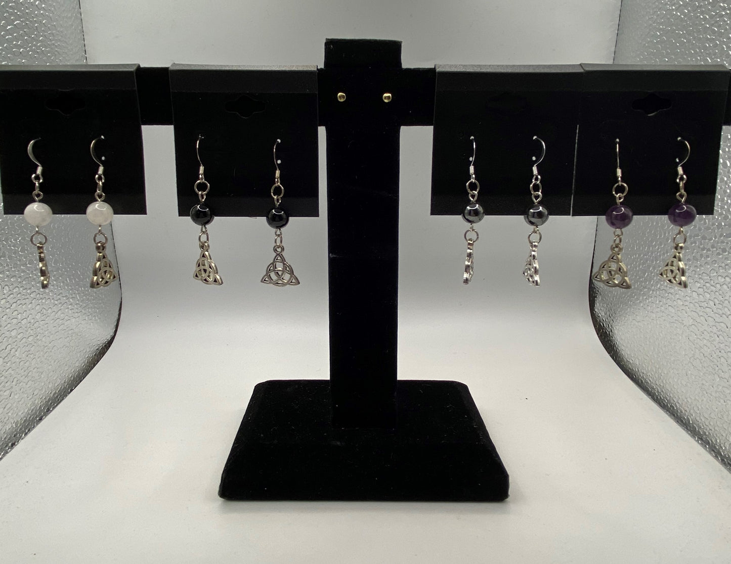 Celtic Knot Earrings with Semi-Precious Stones