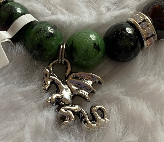 Celtic Dragon Bracelet with Ruby Zoisite and Garnet