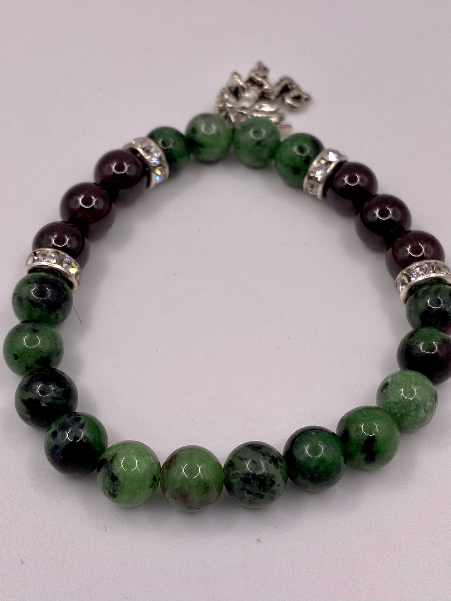 Celtic Dragon Bracelet with Ruby Zoisite and Garnet