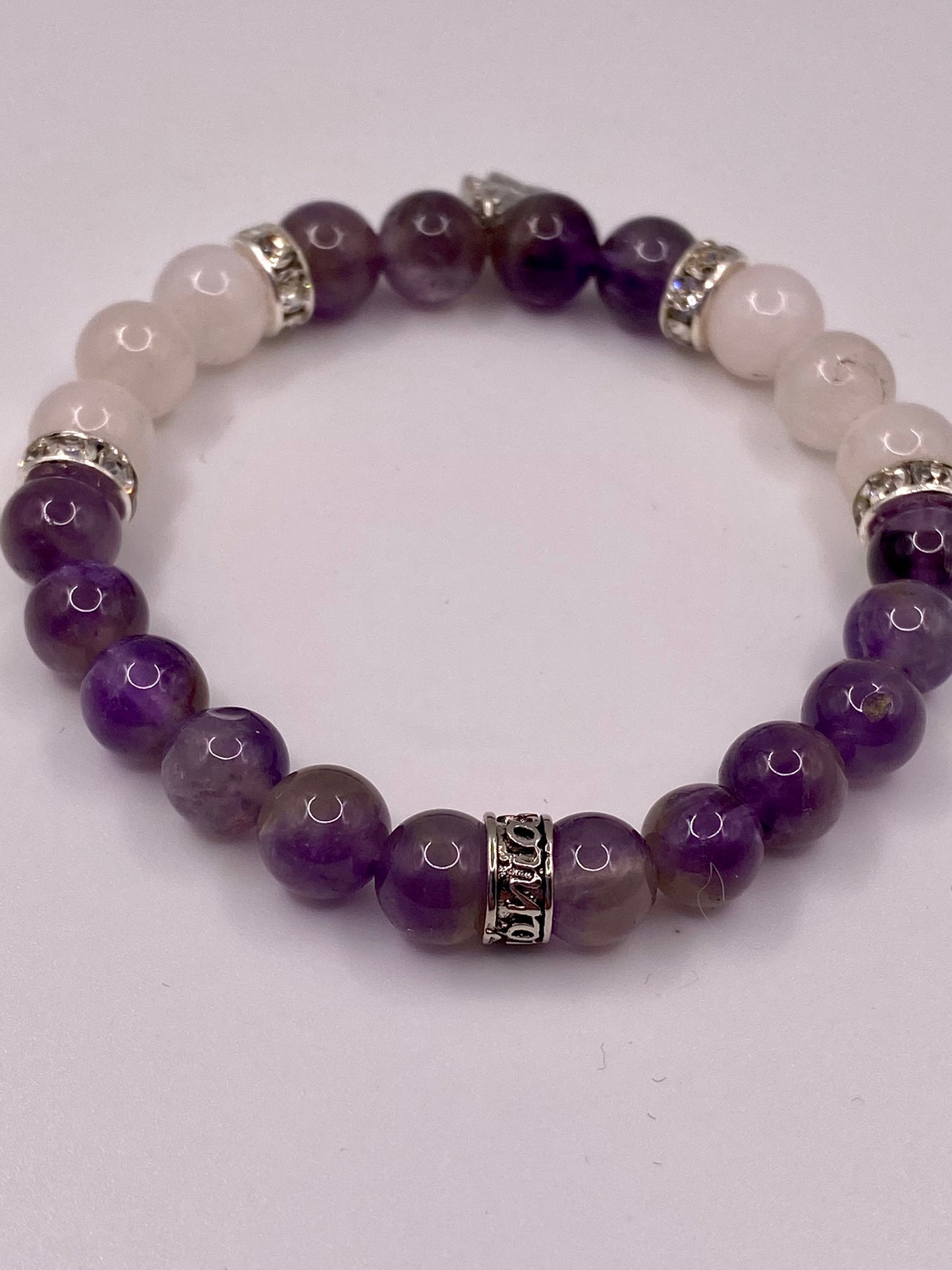 Lotus Bracelet with Amethyst and Rose Quartz