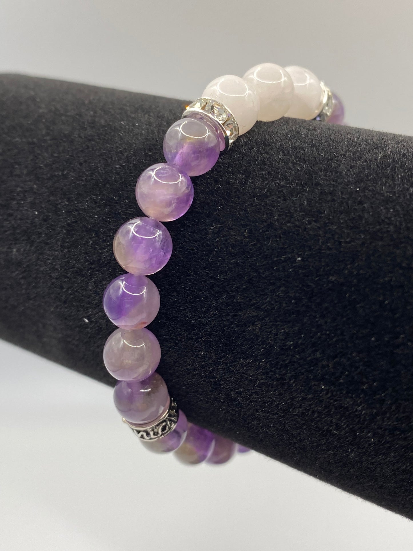 Lotus Bracelet with Amethyst and Rose Quartz
