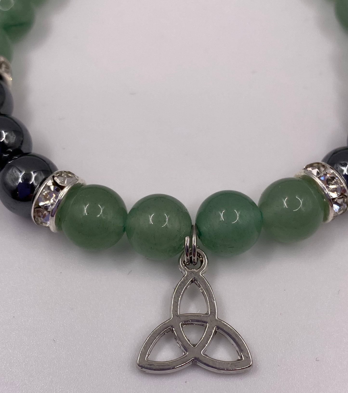 Celtic Triquetra Bracelet with Green Aventurine and Hematite