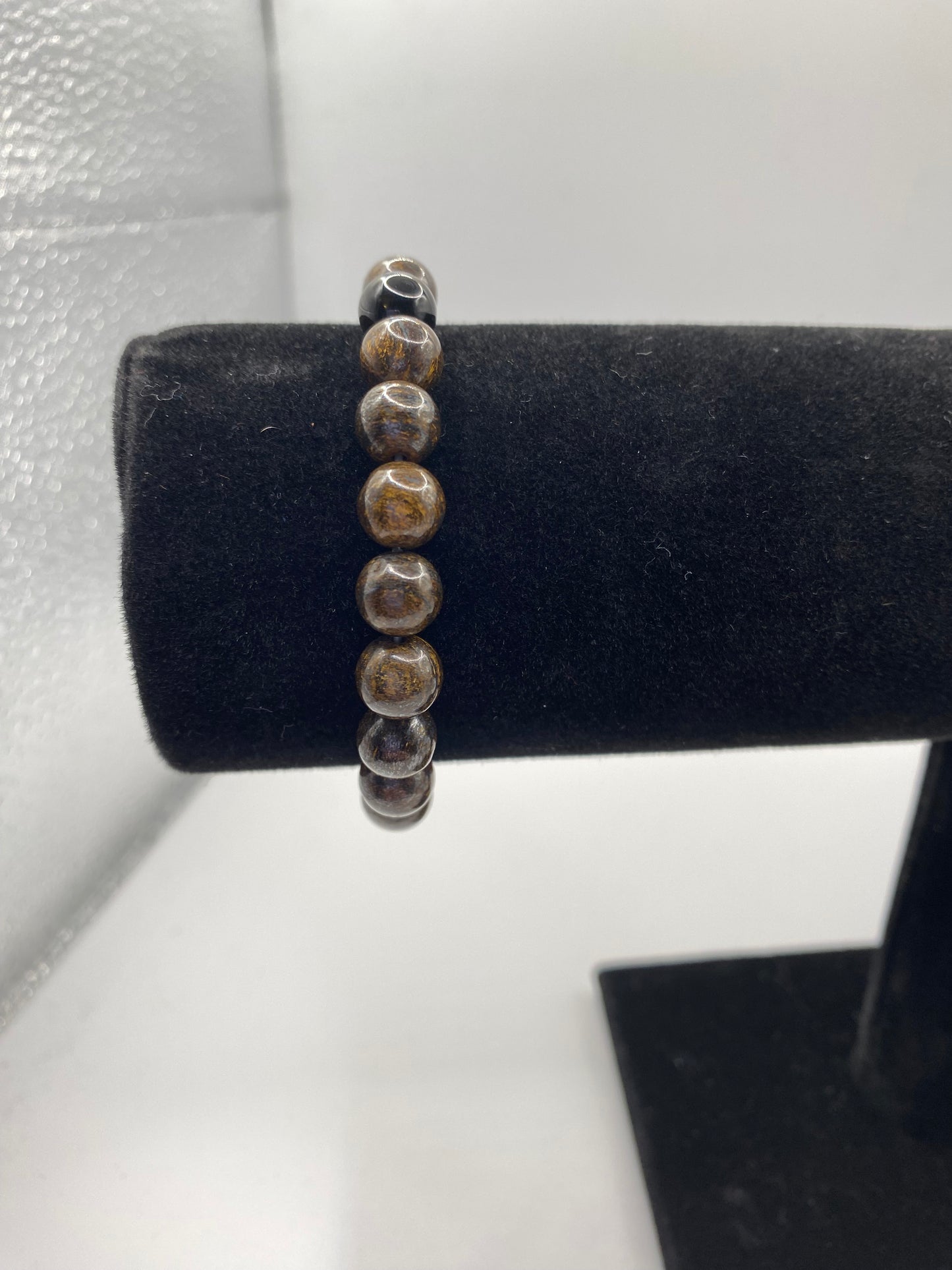 Turtle Bracelet with Bronzite and Rainbow Obsidian
