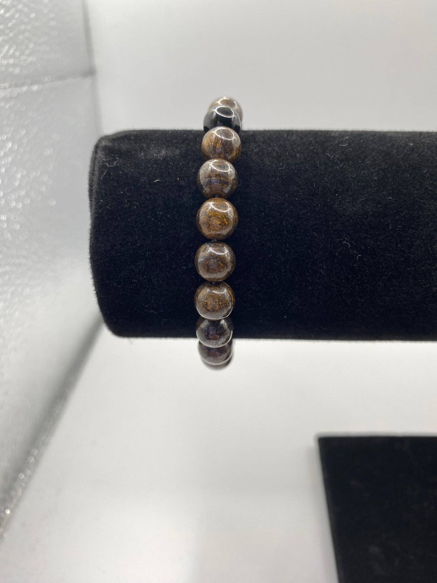 Turtle Bracelet with Bronzite and Rainbow Obsidian