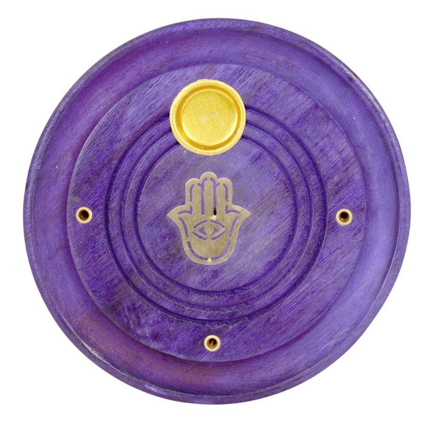 Round Hamsa Stick and Cone Incense Holder