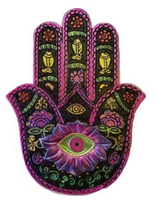 Black and Purple Hamsa Incense Holder