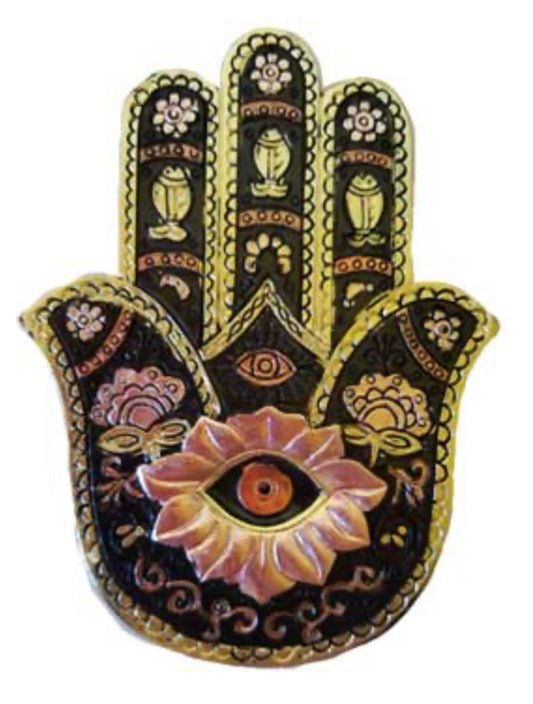 Black and Gold Hamsa Incense Holder