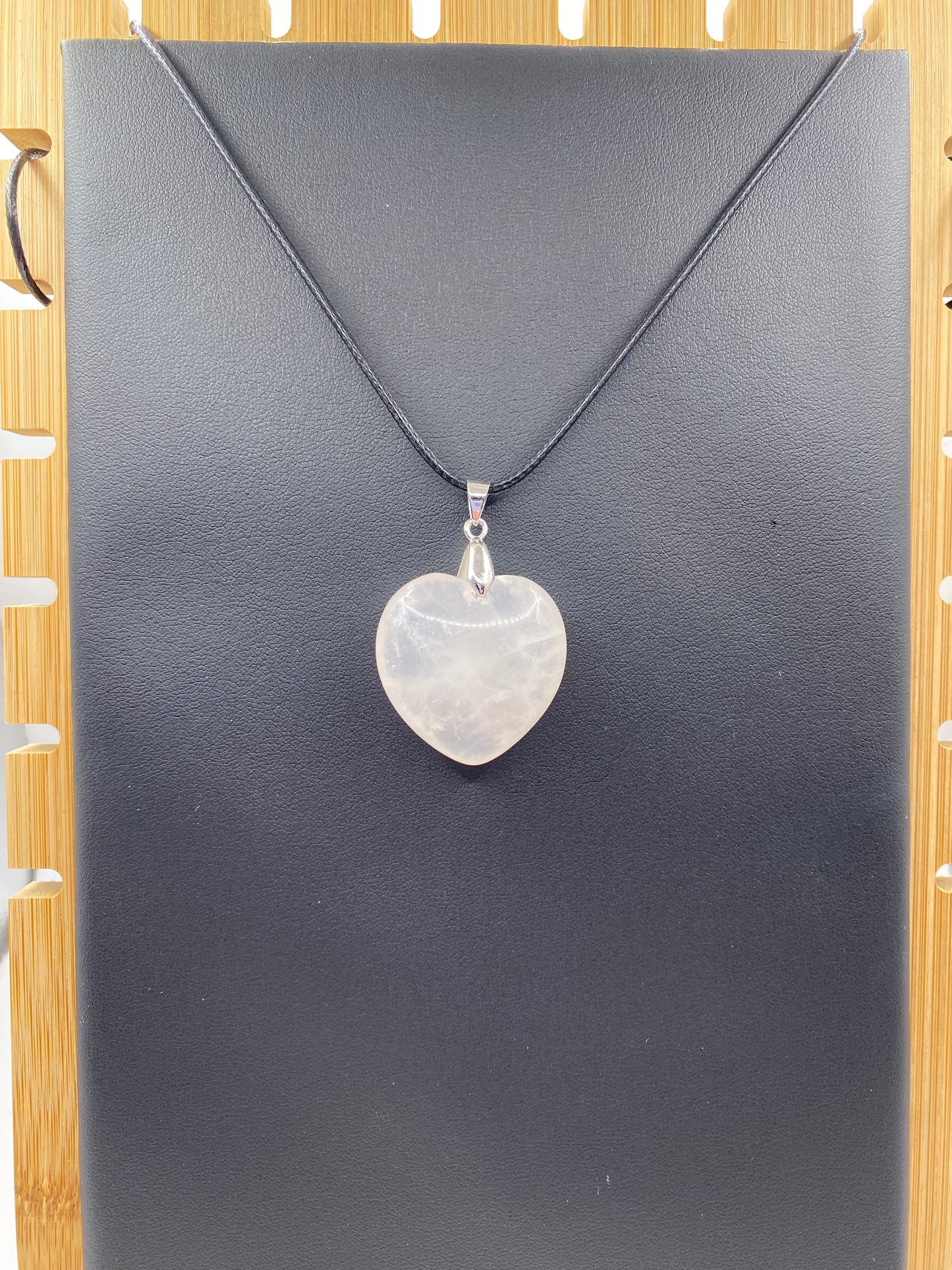 Rose Quartz Heart Pendant - Large