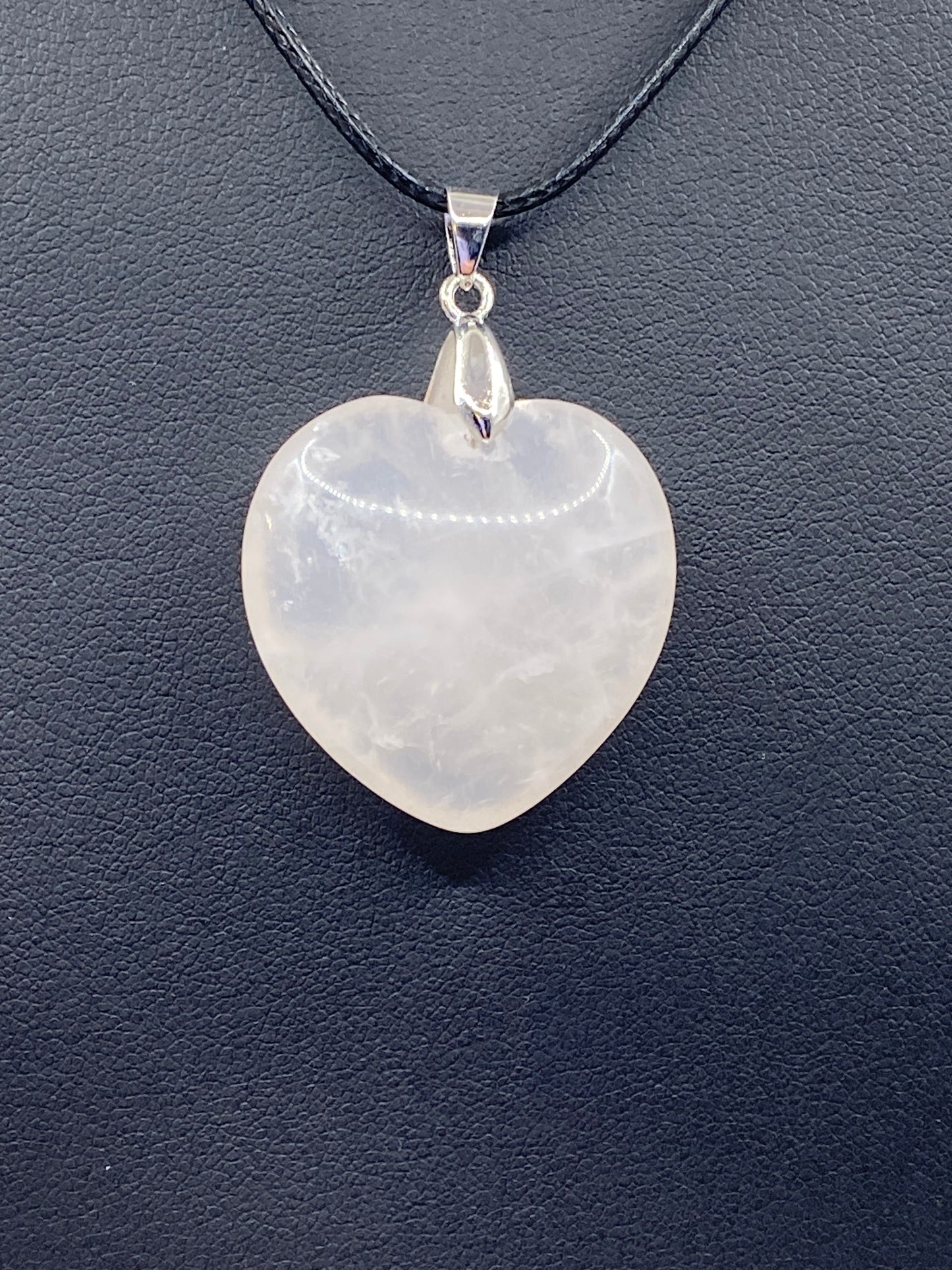 Rose Quartz Heart Pendant - Large