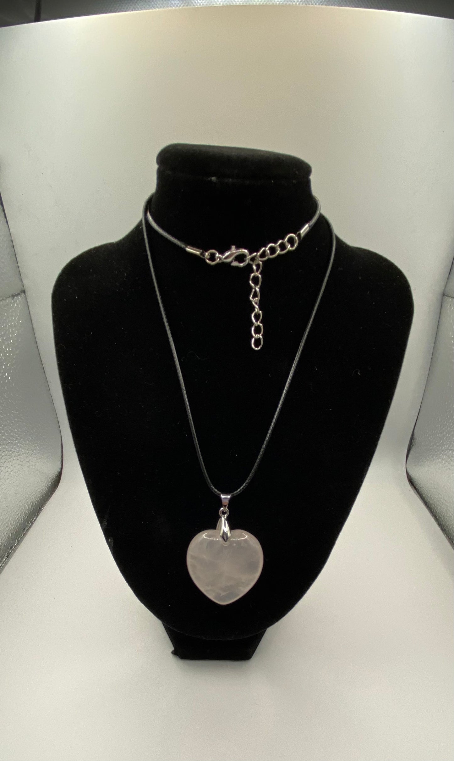 Rose Quartz Heart Pendant - Large