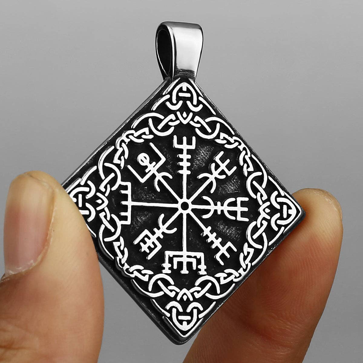 Viking Compass Rune Vegvisir Pendant - Square