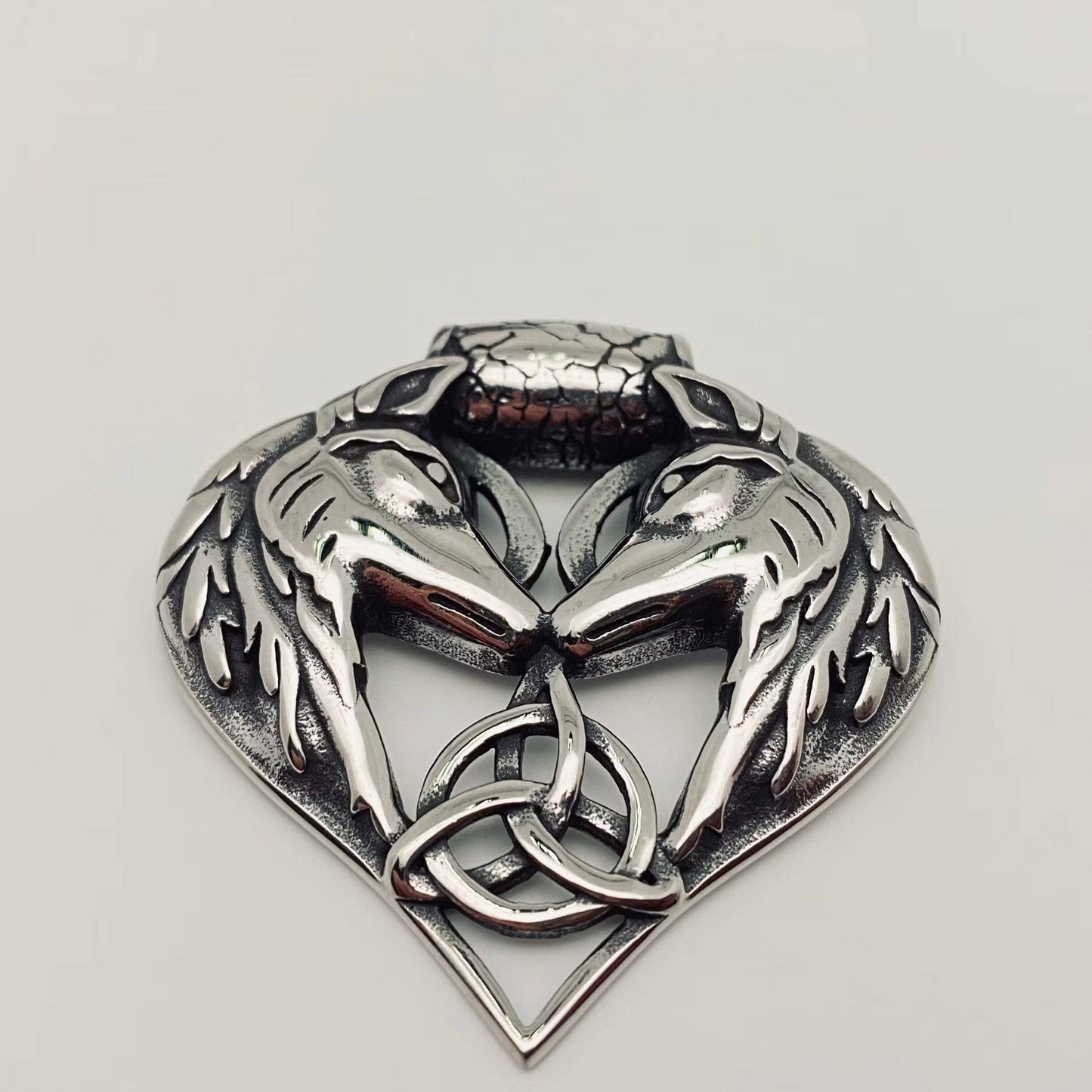 Celtic Trinity Double Wolf Pendant