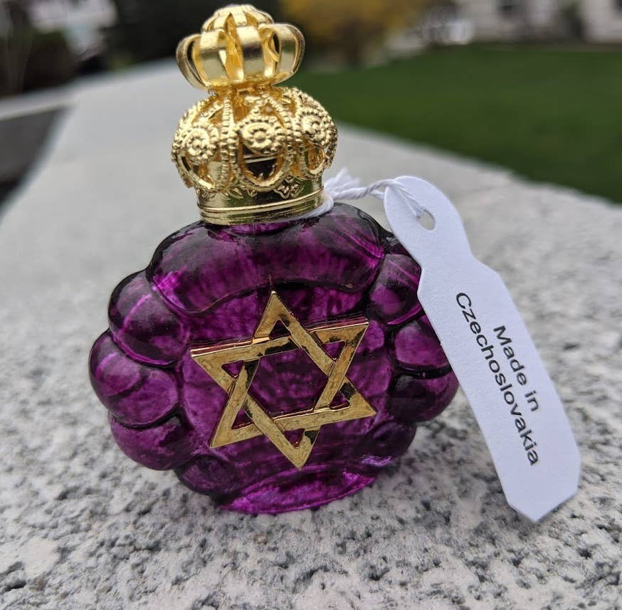 Czech Decorative Star of David Jewish Perfume Oil Bottle