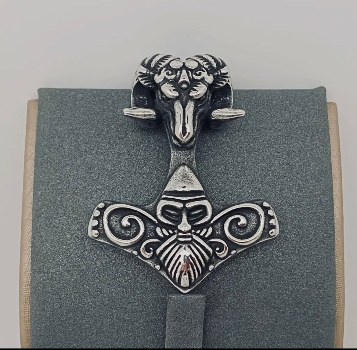 Thor's Hammer Ram's-Head Warrior Pendant