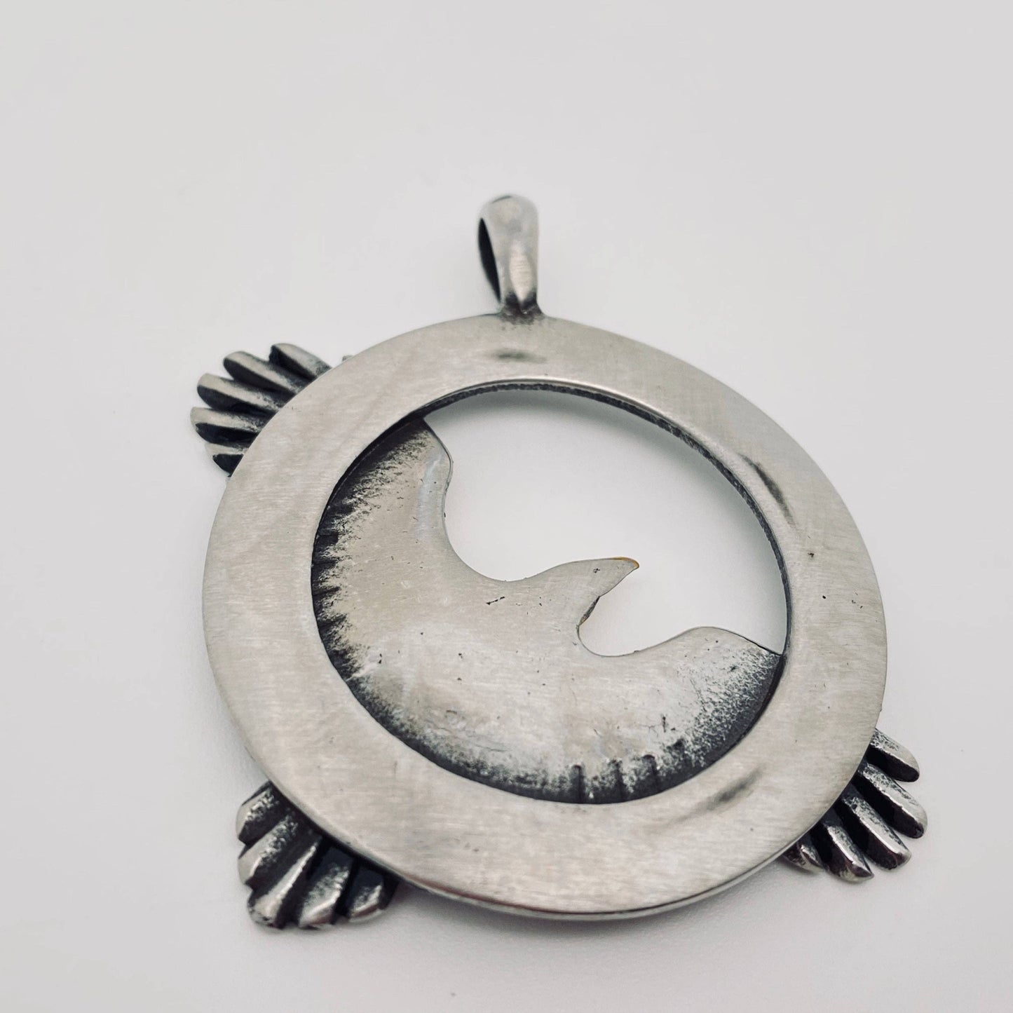 Viking Crow Pendant with Spiral Accents