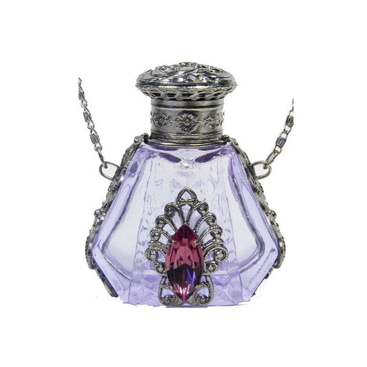 PURPLE/Decorative Jeweled Glass Perfume Bottle Necklace