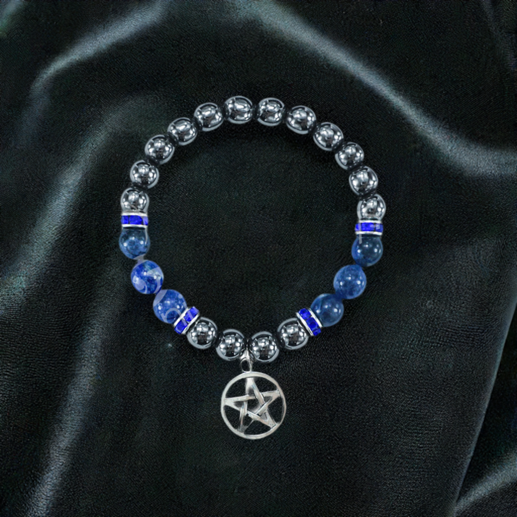 Pentacle Bracelet with Sodalite and Hematite