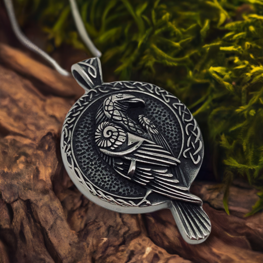 Viking Celtic Knot Crow Pendant