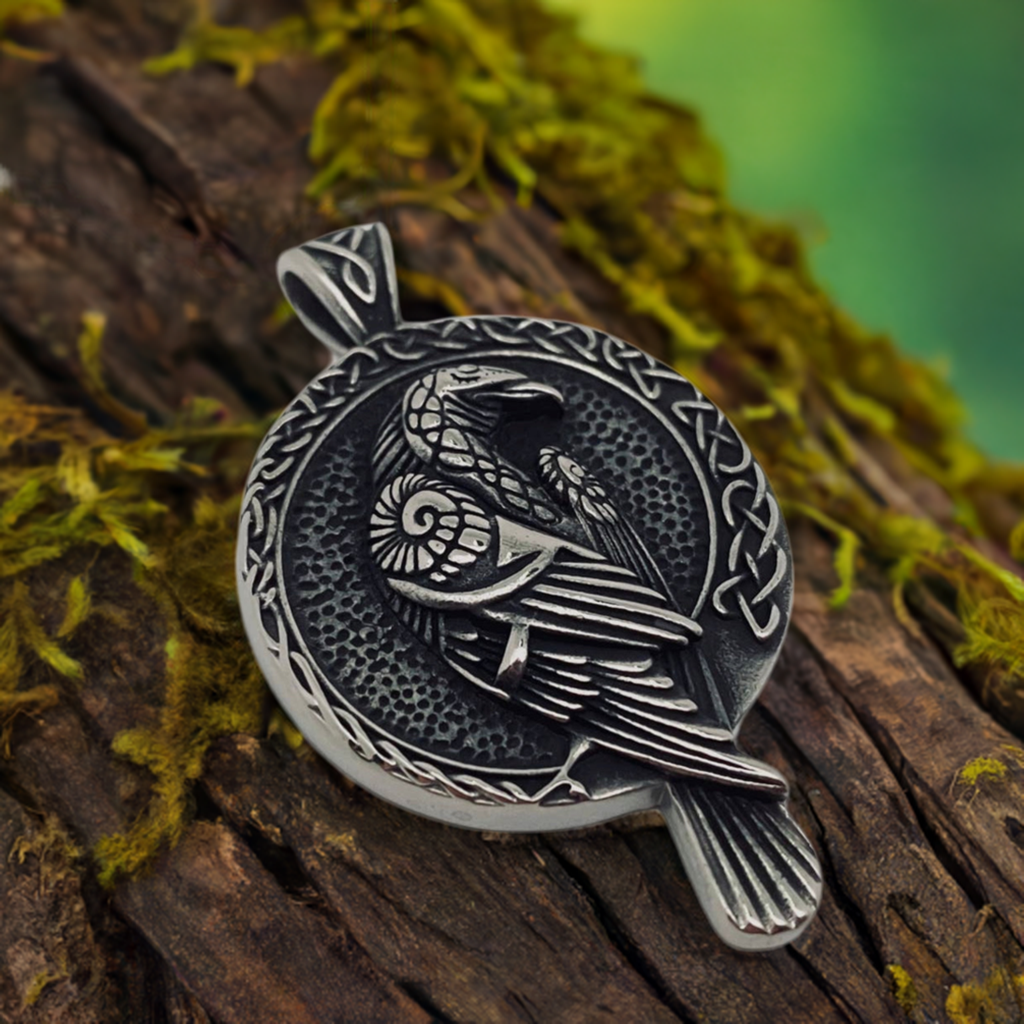 Viking Celtic Knot Crow Pendant