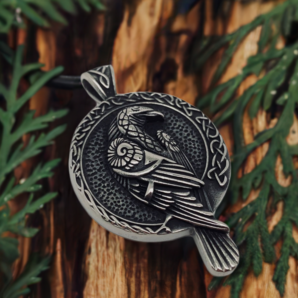 Viking Celtic Knot Crow Pendant