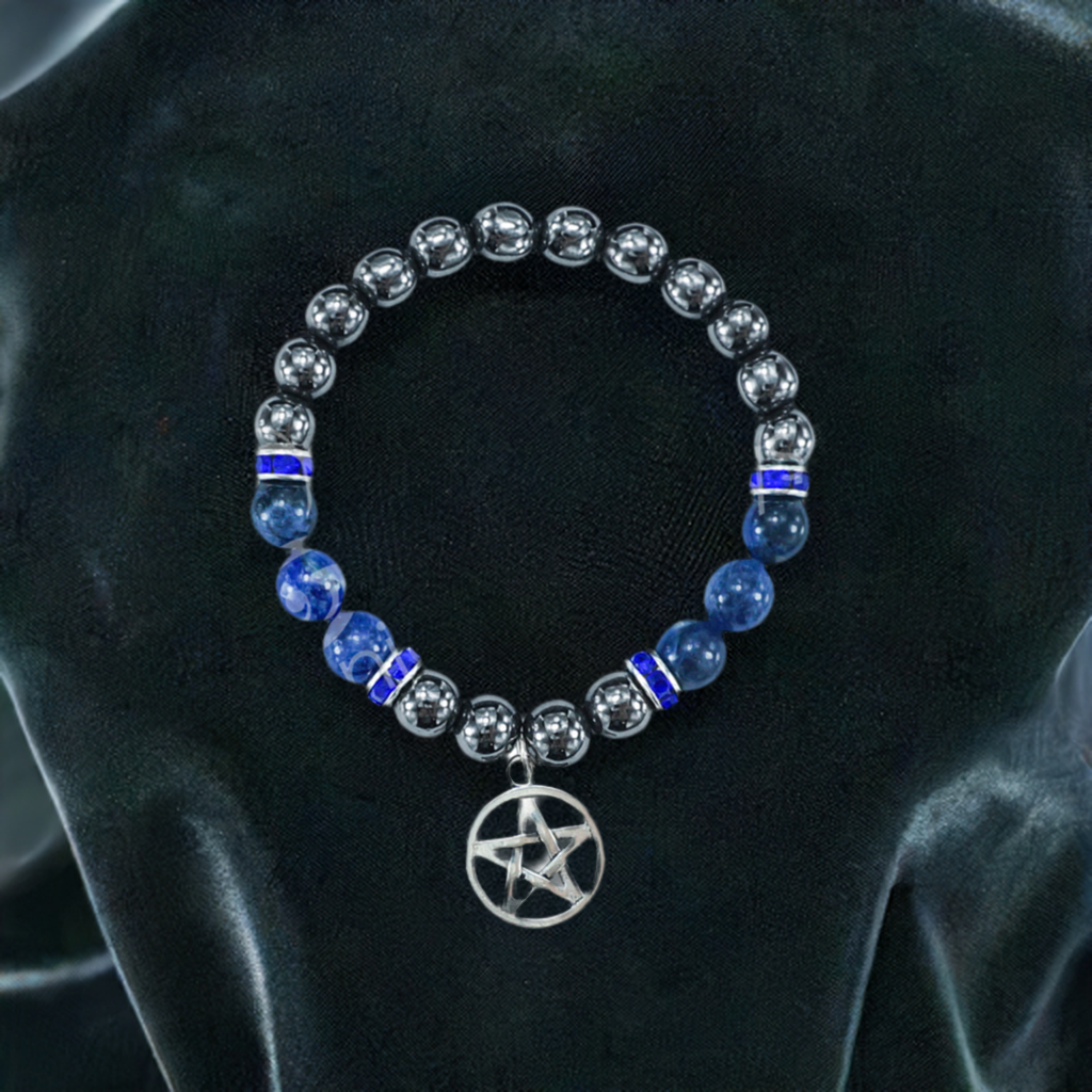 Pentacle Bracelet with Sodalite and Hematite