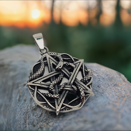 Pentacle with Snake Pendant