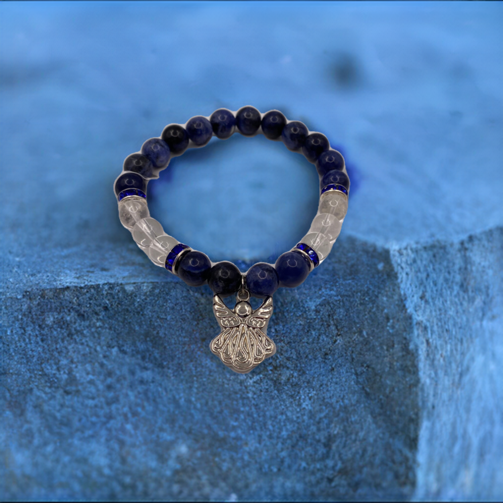 Angel Bracelet with Sodalite and Clear Quartz