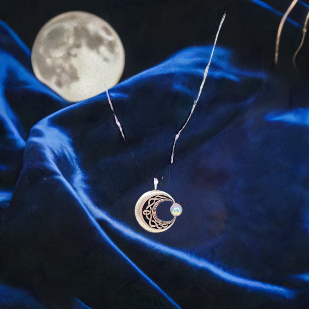 Celtic Moon with Crystal Pendant